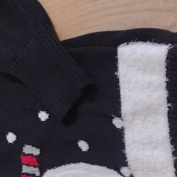 Mesh & Lace Black Snowman Polka Dot Heavy Knit Sweater Size M - Picture 4 of 10